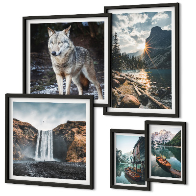 Framed photo set Landscapes of nature wildlife