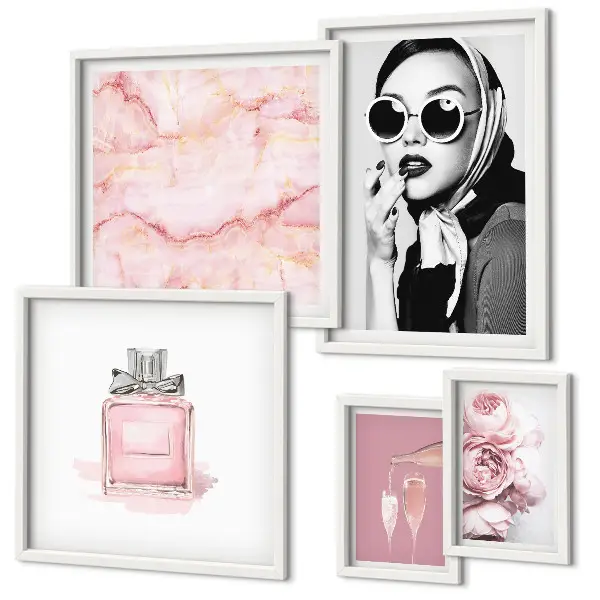 Gallery wall stylish pink accents