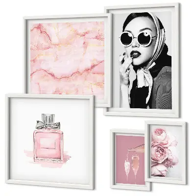 Gallery wall stylish pink accents