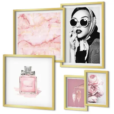 Gallery wall stylish pink accents