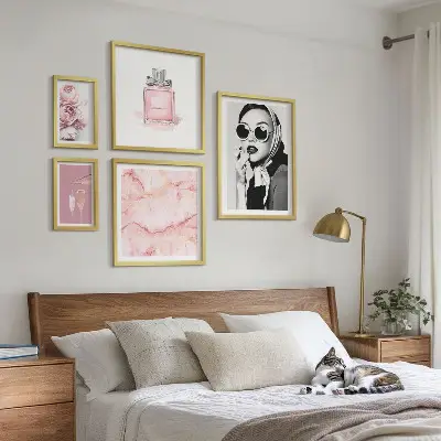 Gallery wall stylish pink accents