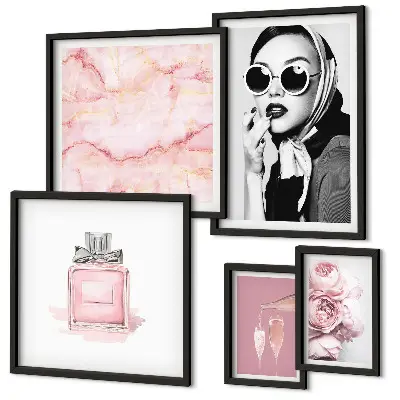 Gallery wall stylish pink accents