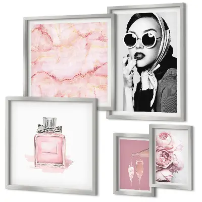 Gallery wall stylish pink accents