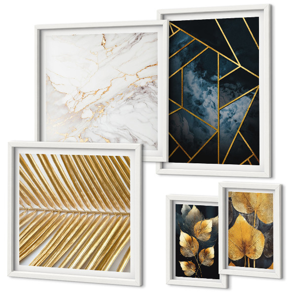 Gallery wall Stylish leaves and geometry