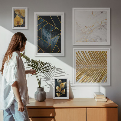 Gallery wall Stylish leaves and geometry