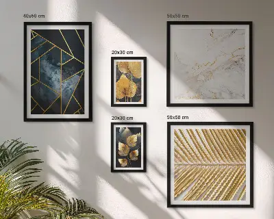 Gallery wall art set stylish leaves and geometric shapes