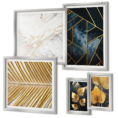 Gallery wall Stylish leaves and geometry