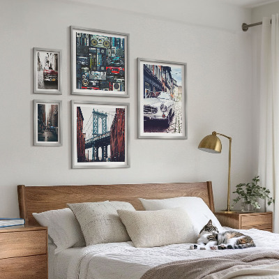 Framed photo set Stylish cars and street architecture