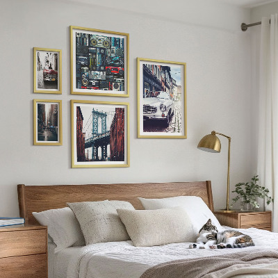 Framed photo set Stylish cars and street architecture