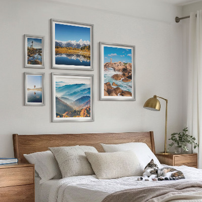 Set of 5 wall art pieces Natural mountains sea lighthouses