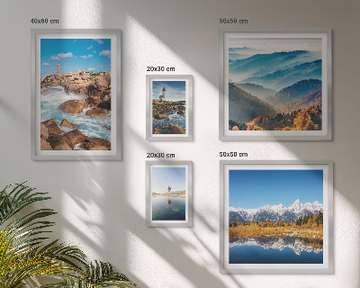 Set of 5 wall art pieces Natural mountains sea lighthouses