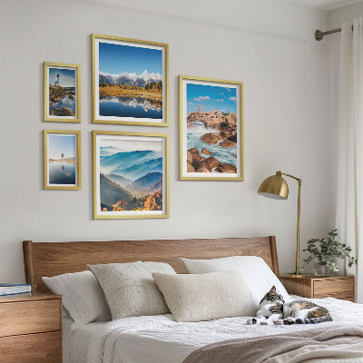 Set of 5 wall art pieces Natural mountains sea lighthouses