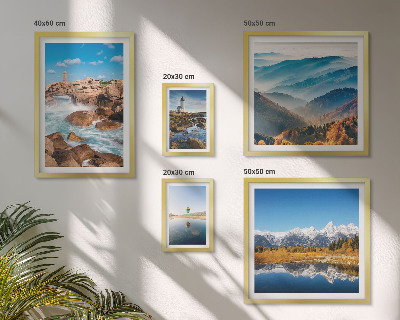 Set of 5 wall art pieces Natural mountains sea lighthouses