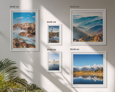 Set of 5 wall art pieces Natural mountains sea lighthouses
