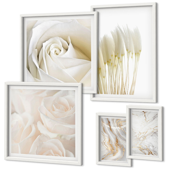 Gallery wall White rose marble accents
