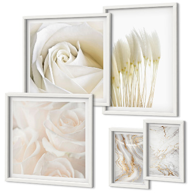 Gallery wall White rose marble accents