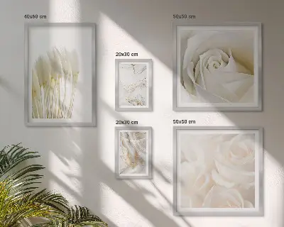 Gallery wall with white rose marble accents