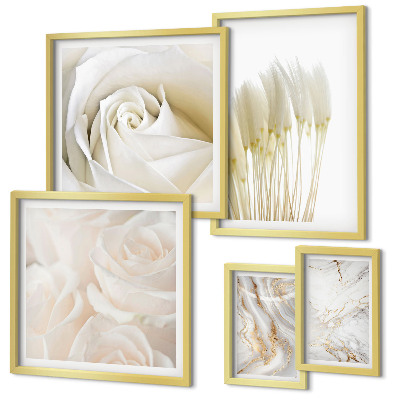 Gallery wall White rose marble accents