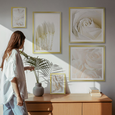 Gallery wall White rose marble accents