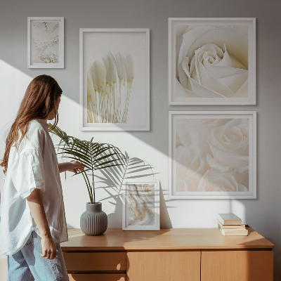 Gallery wall White rose marble accents