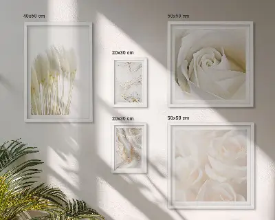 Gallery wall with white rose marble accents