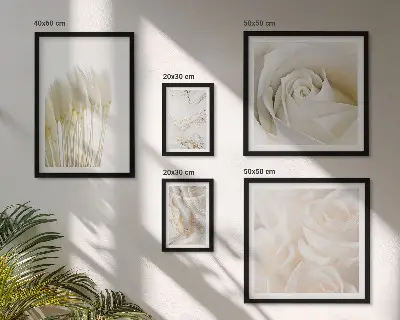 Gallery wall with white rose marble accents