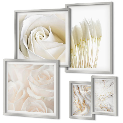 Gallery wall White rose marble accents