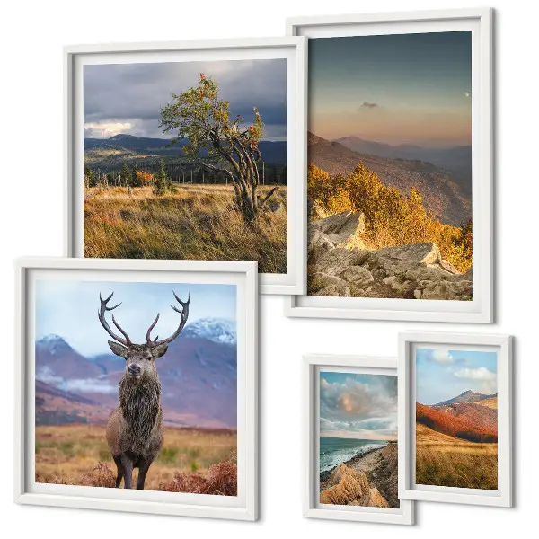 Mountain wildlife landscape wall art set of 5 pieces