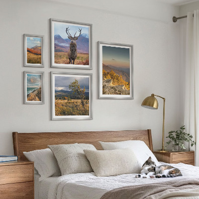 Set of 5 wall art pieces Mountain wildlife landscapes