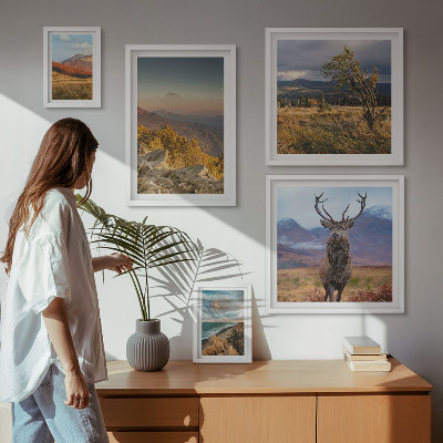 Set of 5 wall art pieces Mountain wildlife landscapes