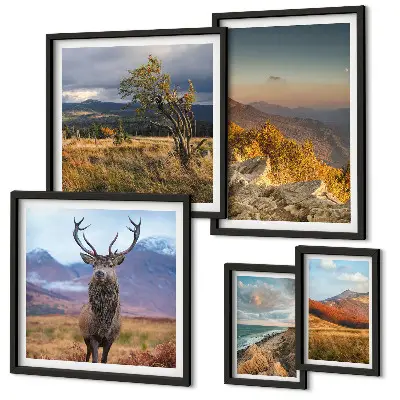 Mountain wildlife landscape wall art set of 5 pieces