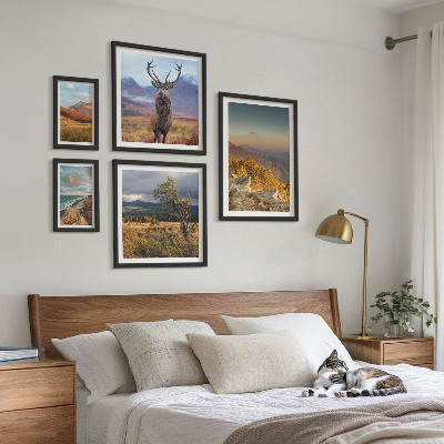 Set of 5 wall art pieces Mountain wildlife landscapes