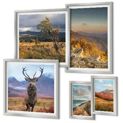 Mountain wildlife landscape wall art set of 5 pieces