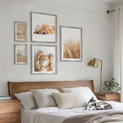 Set of 5 wall art pieces featuring cute animals and landscapes