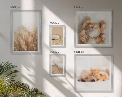 Set of 5 wall art pieces featuring cute animals and landscapes