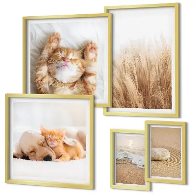 Set of 5 wall art pieces featuring cute animals and landscapes