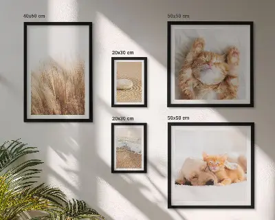 Set of 5 wall art pieces featuring cute animals and landscapes
