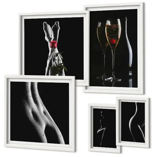 Gallery wall art set elegant modern accents in black and red