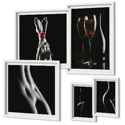 Gallery wall art set elegant modern accents in black and red