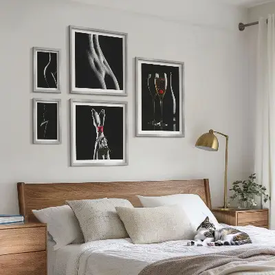 Gallery wall art set elegant modern accents in black and red
