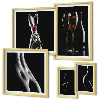 Gallery wall art set elegant modern accents in black and red