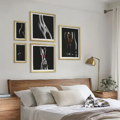 Gallery wall art set elegant modern accents in black and red