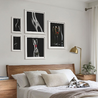Gallery wall Elegant modern accents Black and red