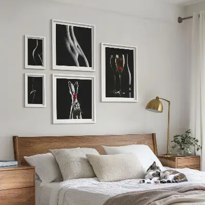 Gallery wall art set elegant modern accents in black and red