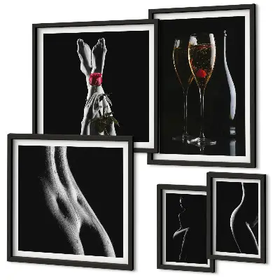 Gallery wall art set elegant modern accents in black and red