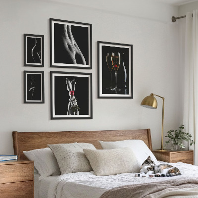 Gallery wall Elegant modern accents Black and red