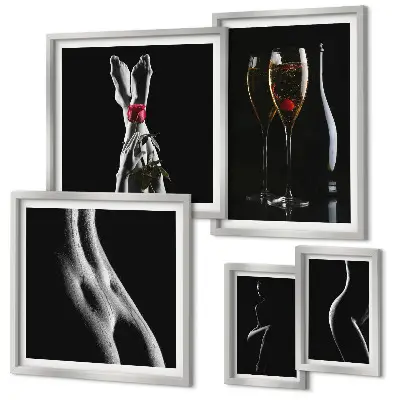 Gallery wall art set elegant modern accents in black and red