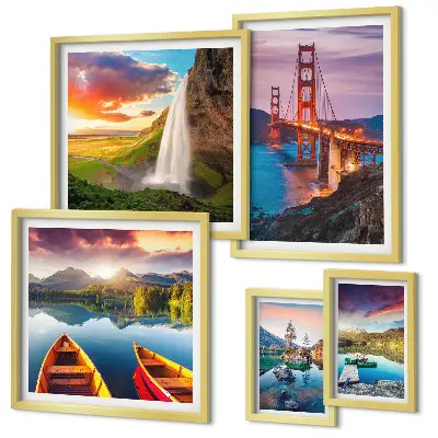 Framed landscape photo set nature bridges in the USA