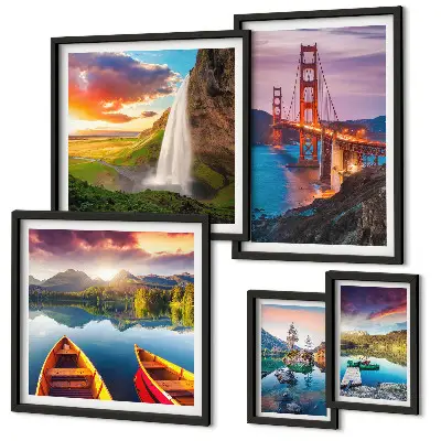 Framed landscape photo set nature bridges in the USA