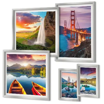 Framed landscape photo set nature bridges in the USA
